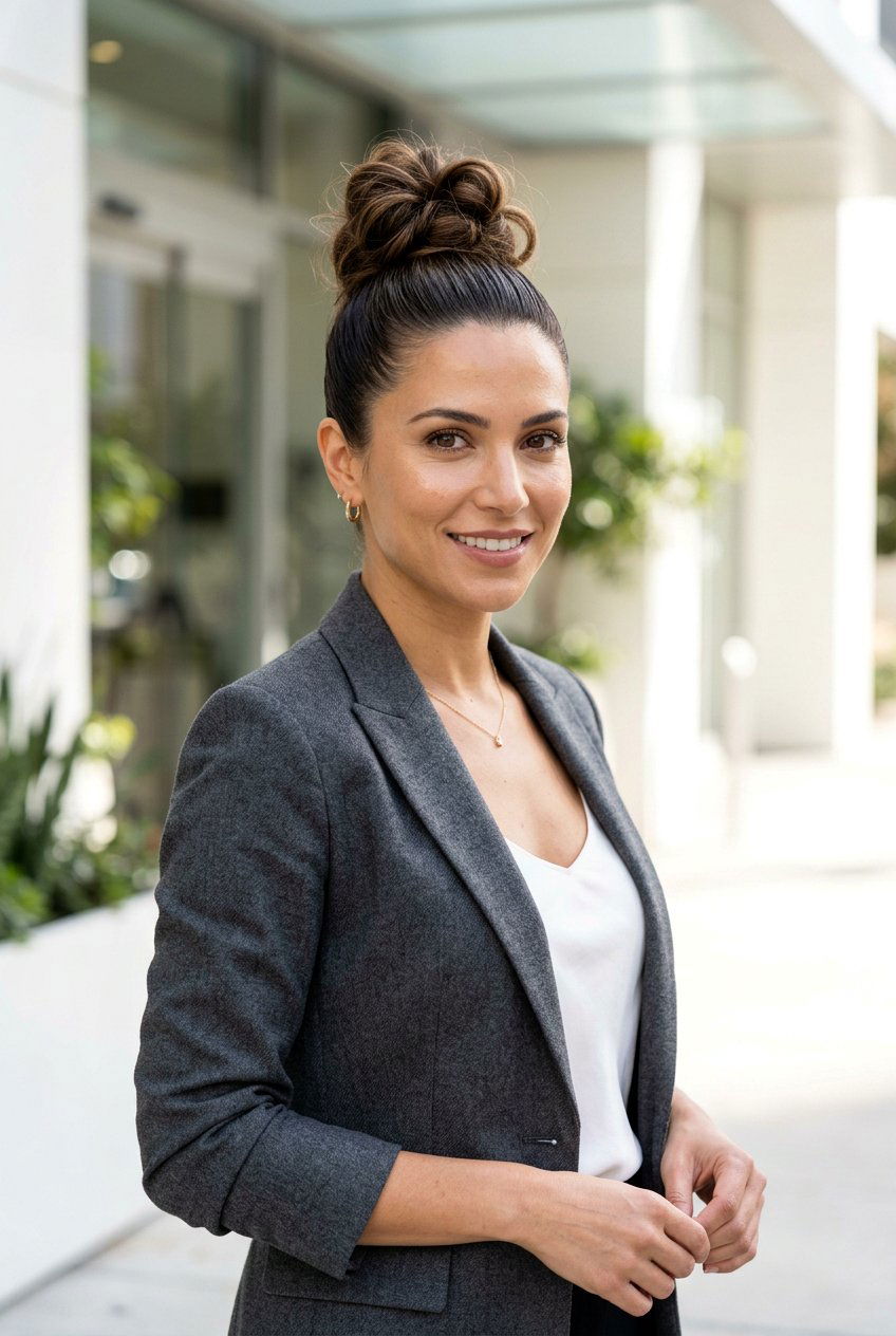 Sleek Front Messy Top Knot - 20 messy top knot hairstyle - 20 messy top knot hairstyle