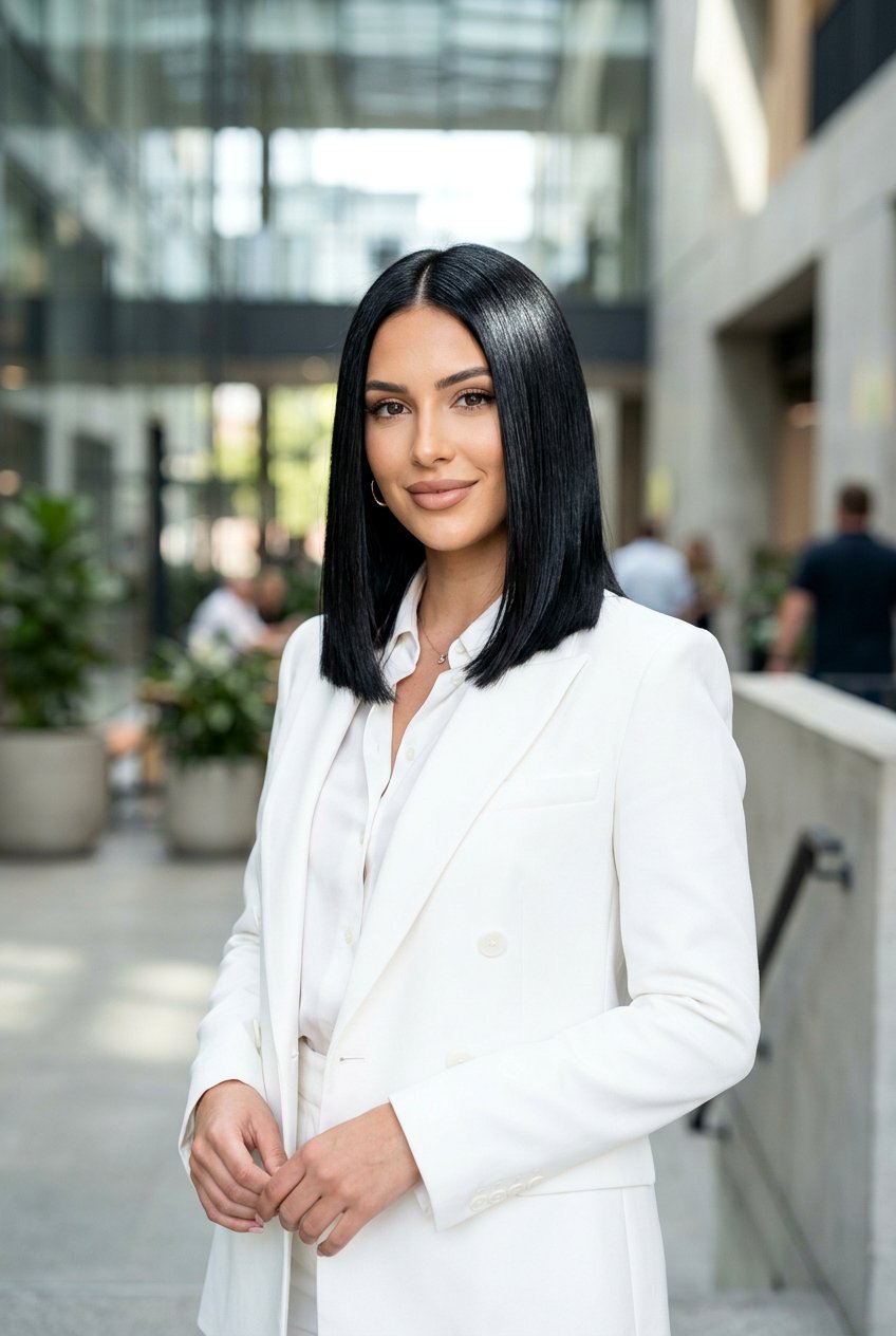 Sleek Glass Hair Lob - 20 neat corporate hairstyle for medium hair - 20 neat corporate hairstyle for medium hair