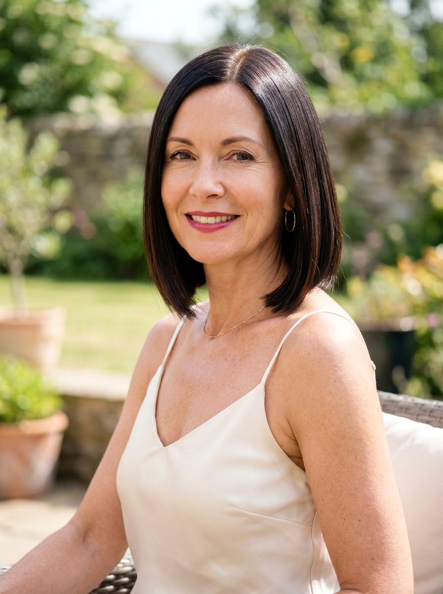 Sleek Glass Straight Bob - 20 straight bob haircut for mature women - 20 straight bob haircut for mature women