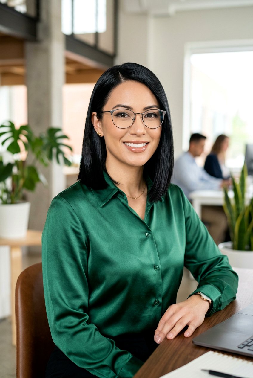 Sleek Glassy Bob With Glasses - 20 chin length bob for women with glasses - 20 chin length bob for women with glasses