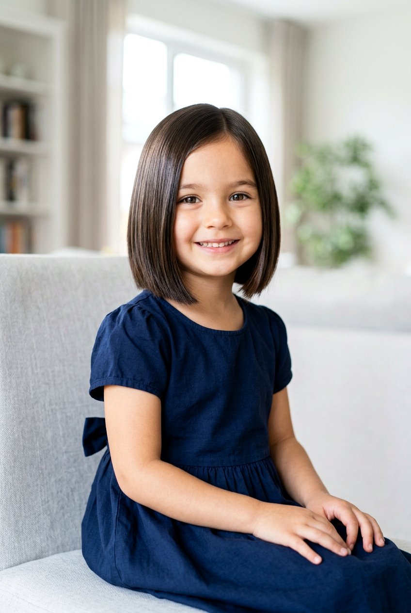 Sleek Glassy Bob - 20 school bob for little girls - 20 school bob for little girls