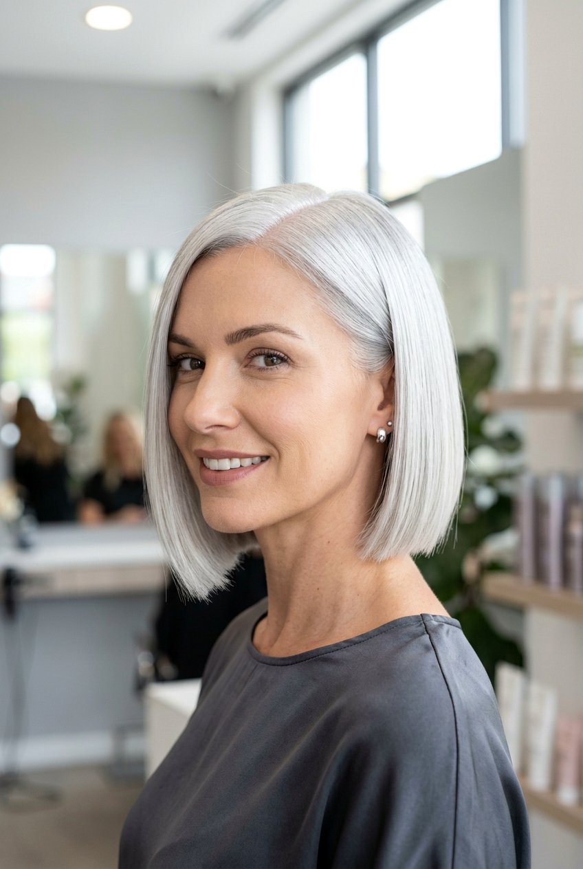 Sleek Gray Bob - 20 gray bob hairstyles - 20 gray bob hairstyles