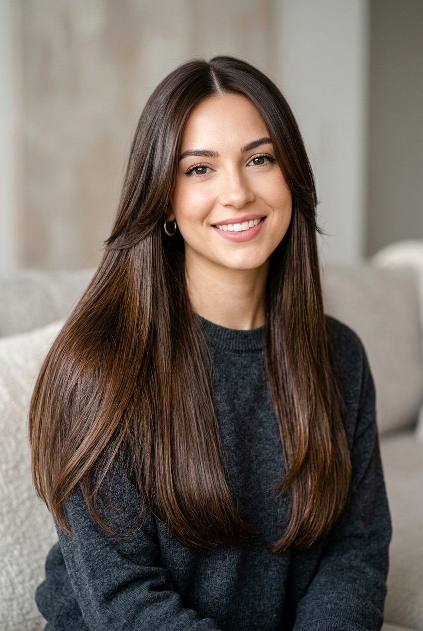 Sleek Hair with Face Framing Layers - 20 hairstyles for square faces - 20 hairstyles for square faces