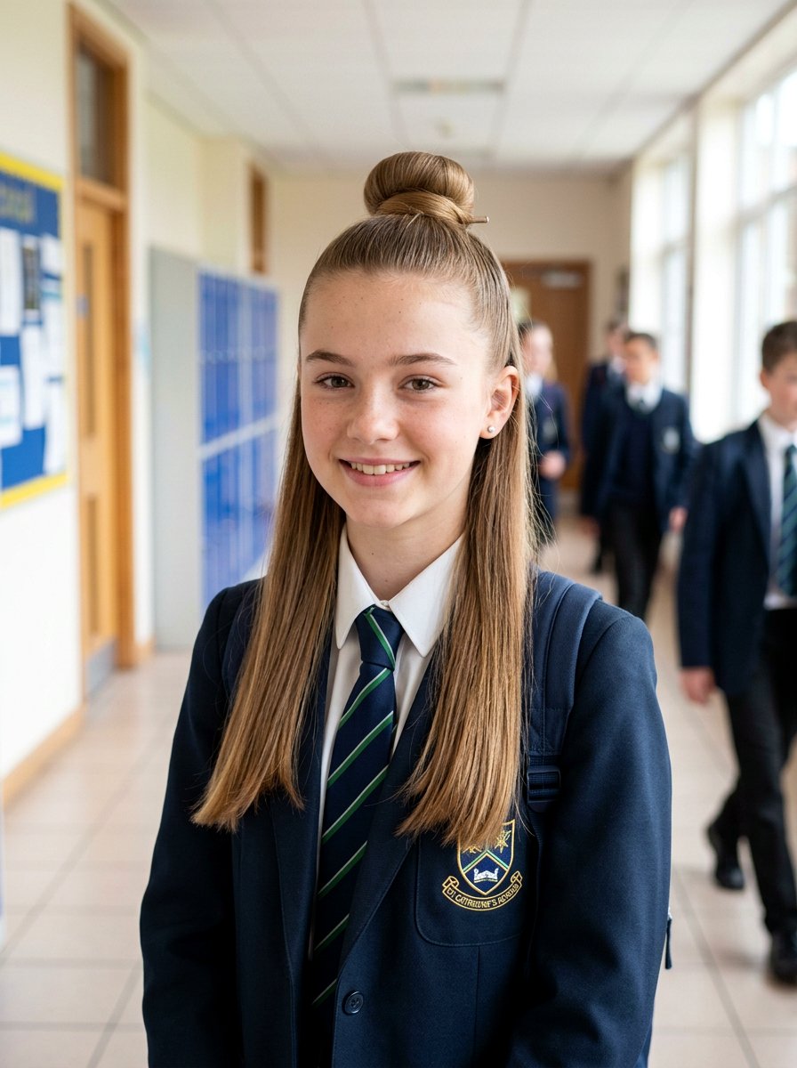 Sleek Half Up Bun For School - 20 school half up bun hairstyle - 20 school half up bun hairstyle