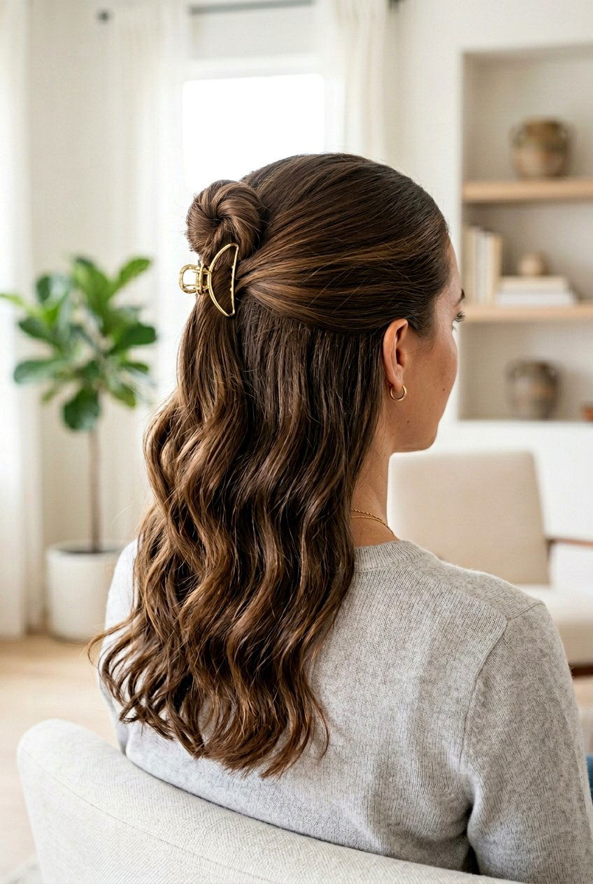 Sleek Half Up Claw Clip Bun - 20 sleek claw clip bun - 20 sleek claw clip bun