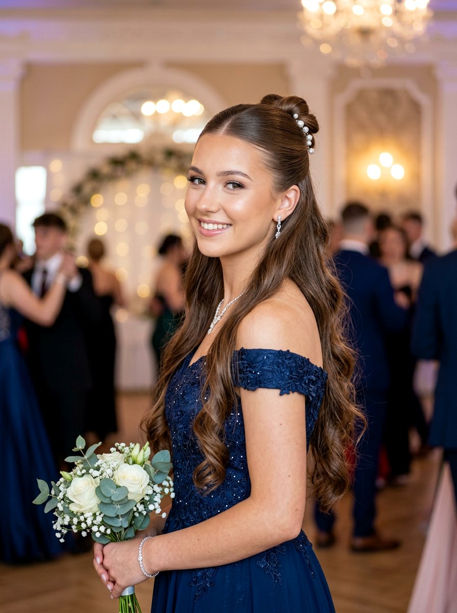 Sleek Half Up Half Down - 20 sleek hairstyle for prom night - 20 sleek hairstyle for prom night