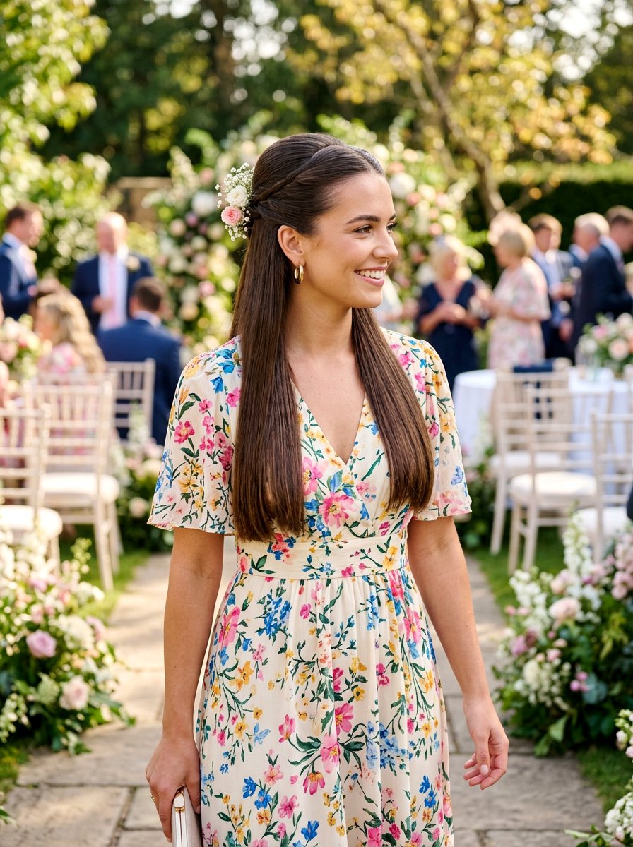 Sleek Half Up Half Down - 20 sleek hairstyle for wedding guest - 20 sleek hairstyle for wedding guest