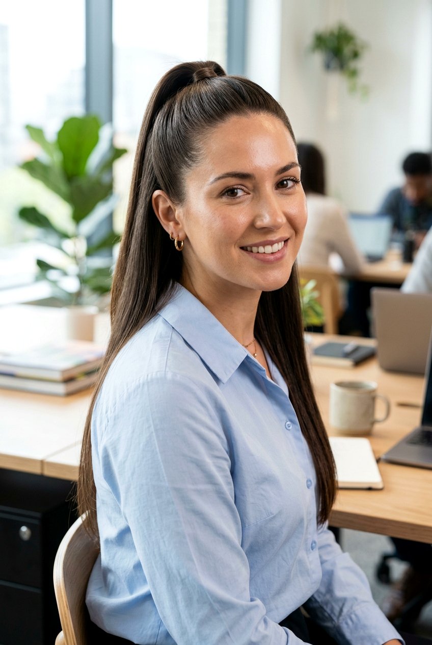 Sleek Half Up Ponytail For Work - 20 elegant work half up hairstyle - 20 elegant work half up hairstyle