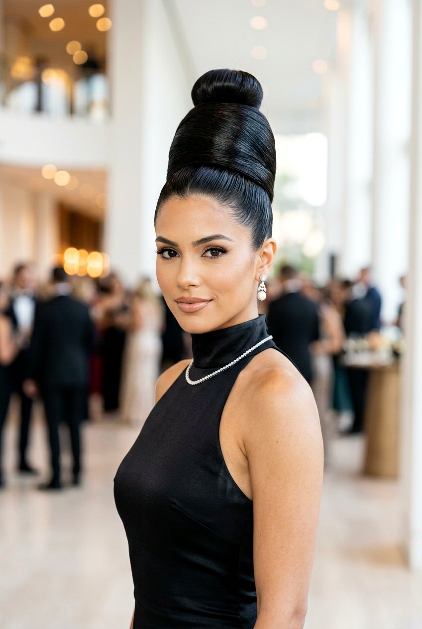 Sleek High Beehive - 20 beehive bun hairstyle - 20 beehive bun hairstyle