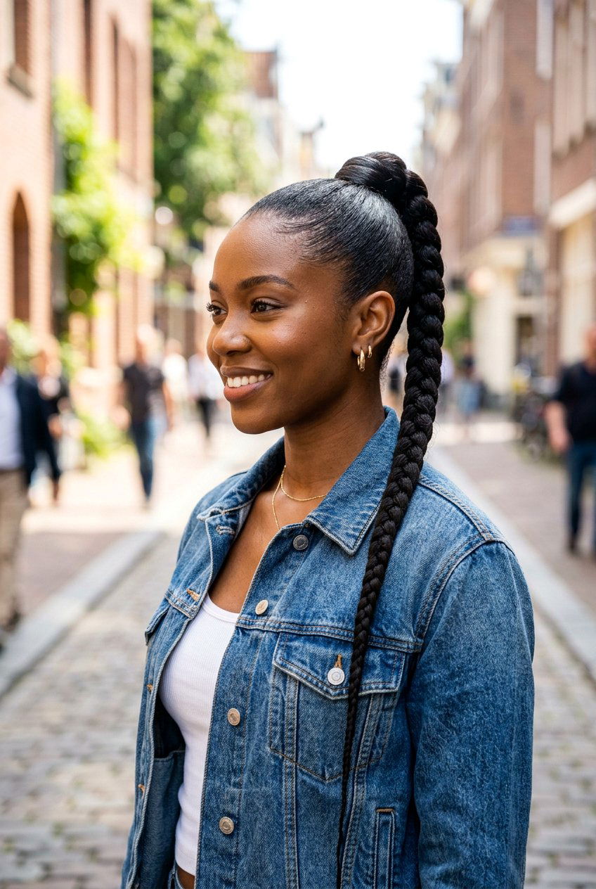 Sleek High Braided Ponytail - 20 western braid ponytail for women - 20 western braid ponytail for women