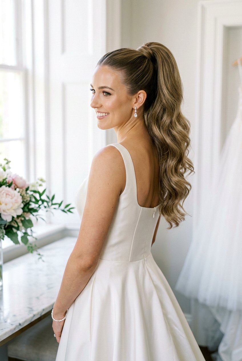 Sleek High Bridal Ponytail With Volume - 20 voluminous bridal ponytail - 20 voluminous bridal ponytail