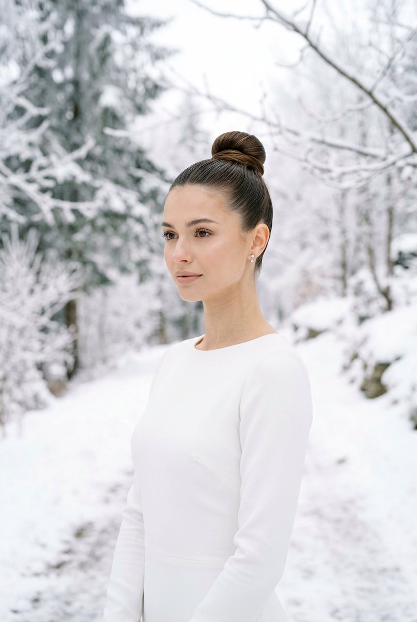 Sleek High Bun - 20 bridal hairstyle for minimalist wedding - 20 bridal hairstyle for minimalist wedding