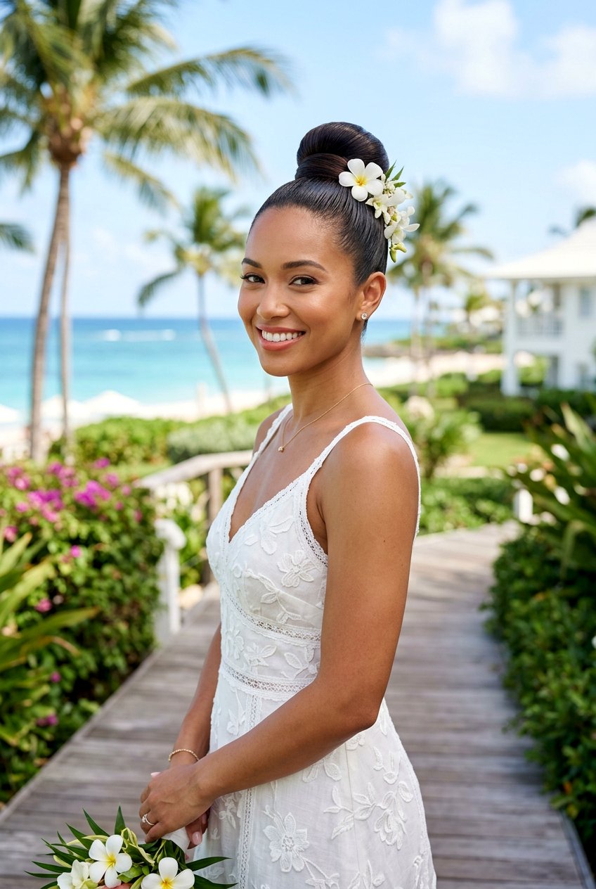 Sleek High Bun For Brides - 20 bridal hairstyle for straight sleek look - 20 bridal hairstyle for straight sleek look