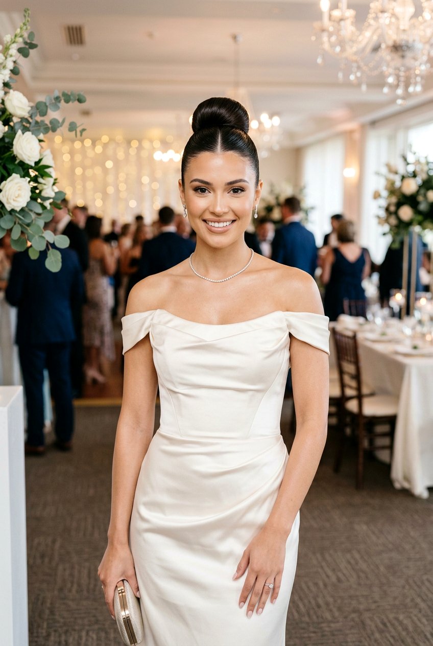 Sleek High Bun For Reception - 20 reception hairstyles for bride - 20 reception hairstyles for bride