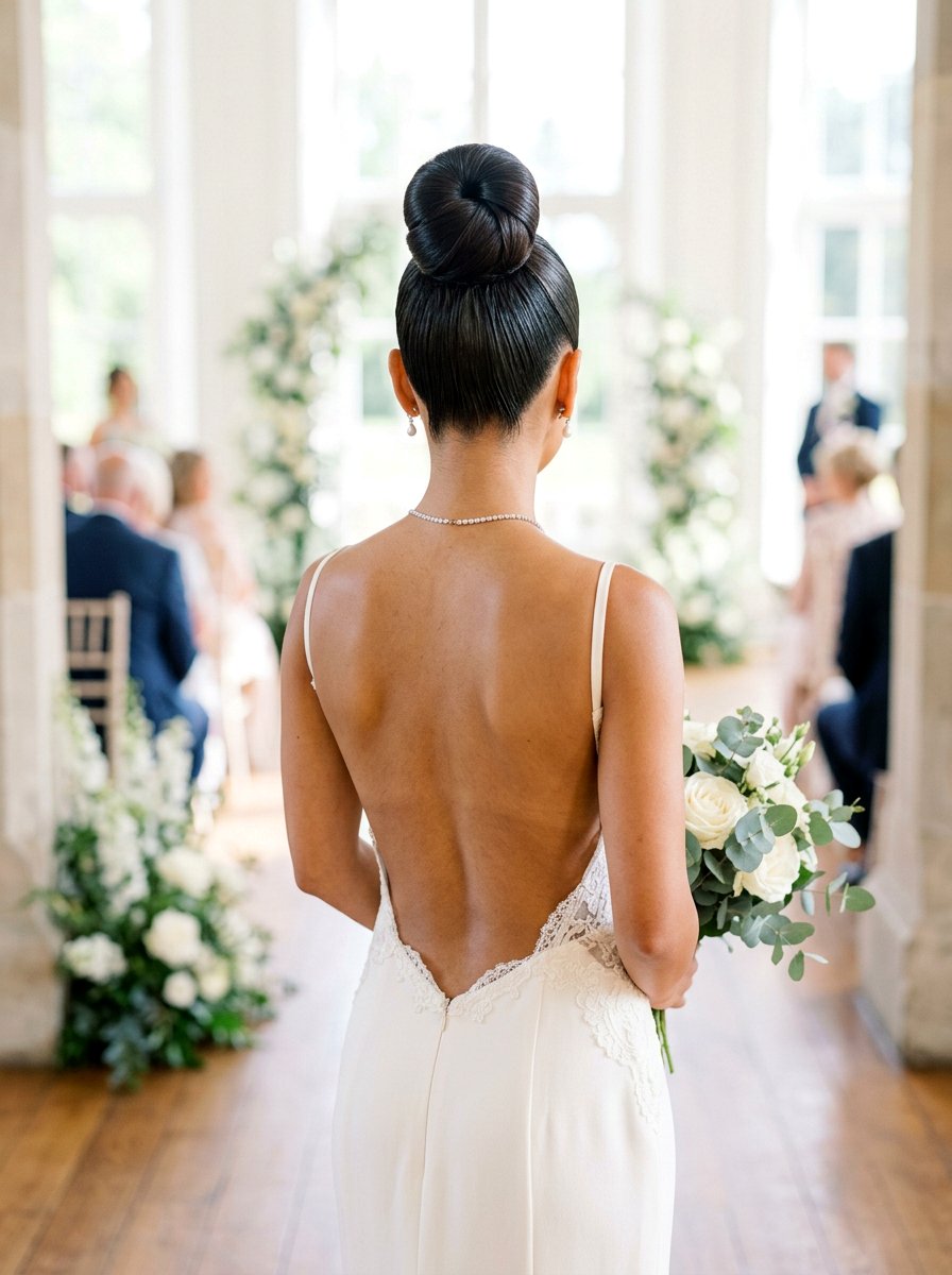 Sleek High Bun Hairstyle - 20 pre wedding shoot hairstyles - 20 pre wedding shoot hairstyles