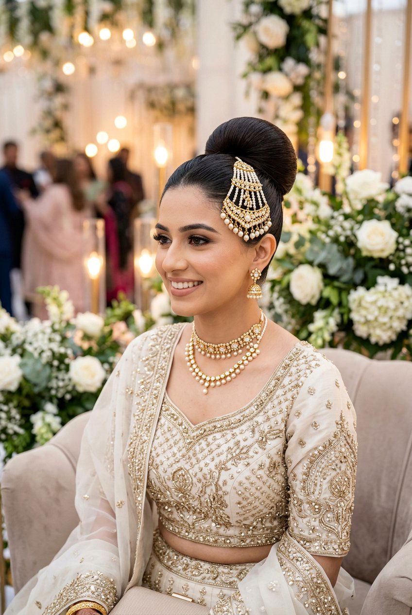 Sleek High Bun Walima Hairstyle - 20 walima hairstyles - 20 walima hairstyles