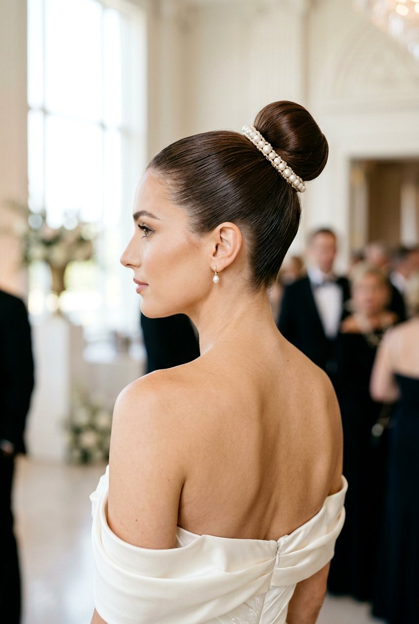 Sleek High Bun for Prom - 20 prom bun hairstyles - 20 prom bun hairstyles
