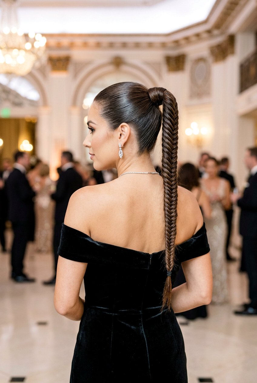 Sleek High Fishtail Ponytail - 20 braided ponytail for wedding guest - 20 braided ponytail for wedding guest