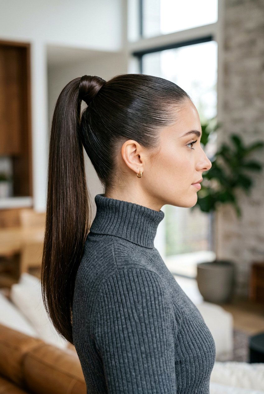 Sleek High Ponytail - 20 polished hairstyles for women - 20 polished hairstyles for women