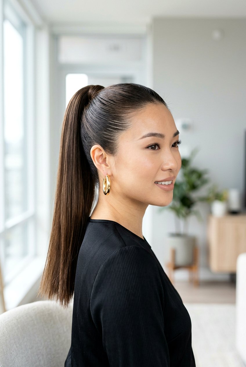 Sleek High Ponytail - 20 best date night hairstyle ideas - 20 best date night hairstyle ideas