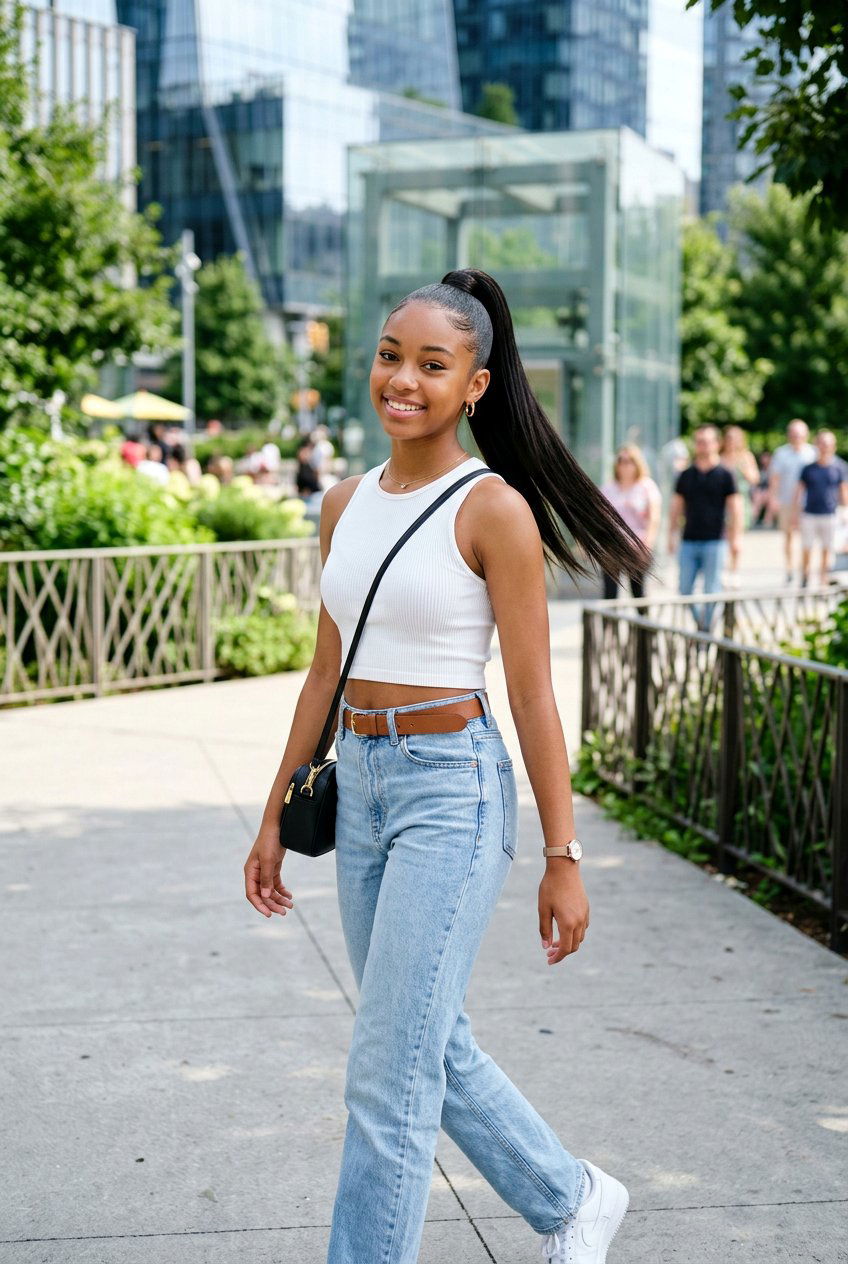 Sleek High Ponytail - 20 birthday hairstyle for teenage girls - 20 birthday hairstyle for teenage girls