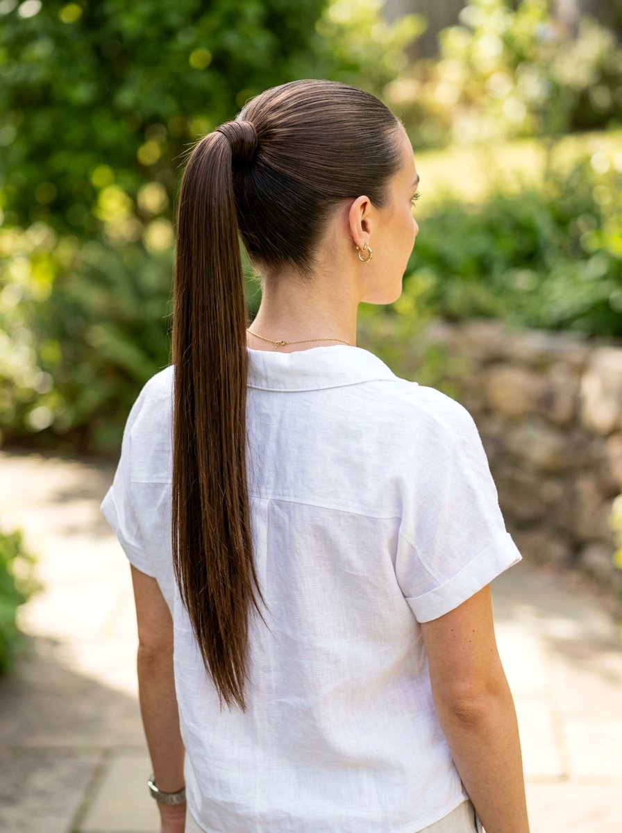 Sleek High Ponytail - 20 easy hairstyle for humid weather - 20 easy hairstyle for humid weather