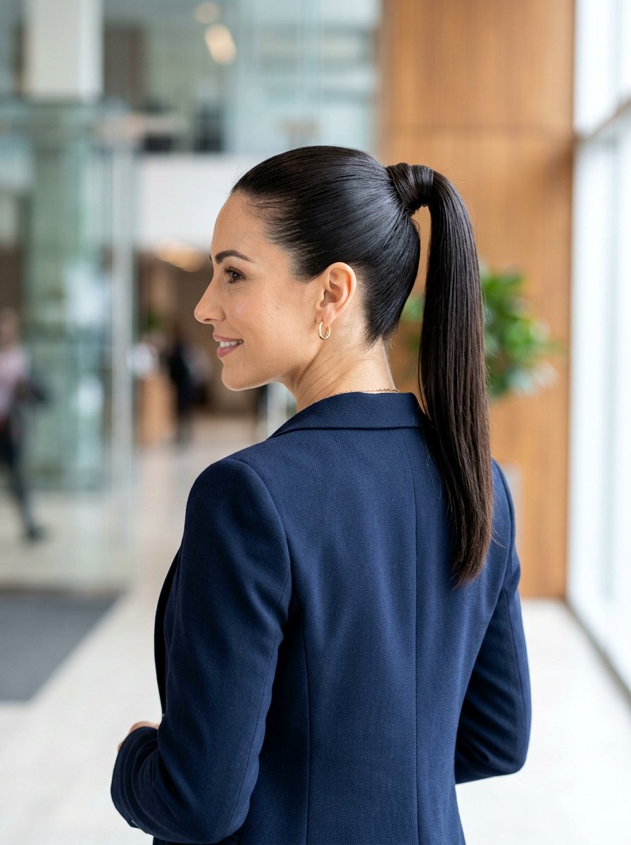 Sleek High Ponytail - 20 office hairstyle for fine limp hair - 20 office hairstyle for fine limp hair