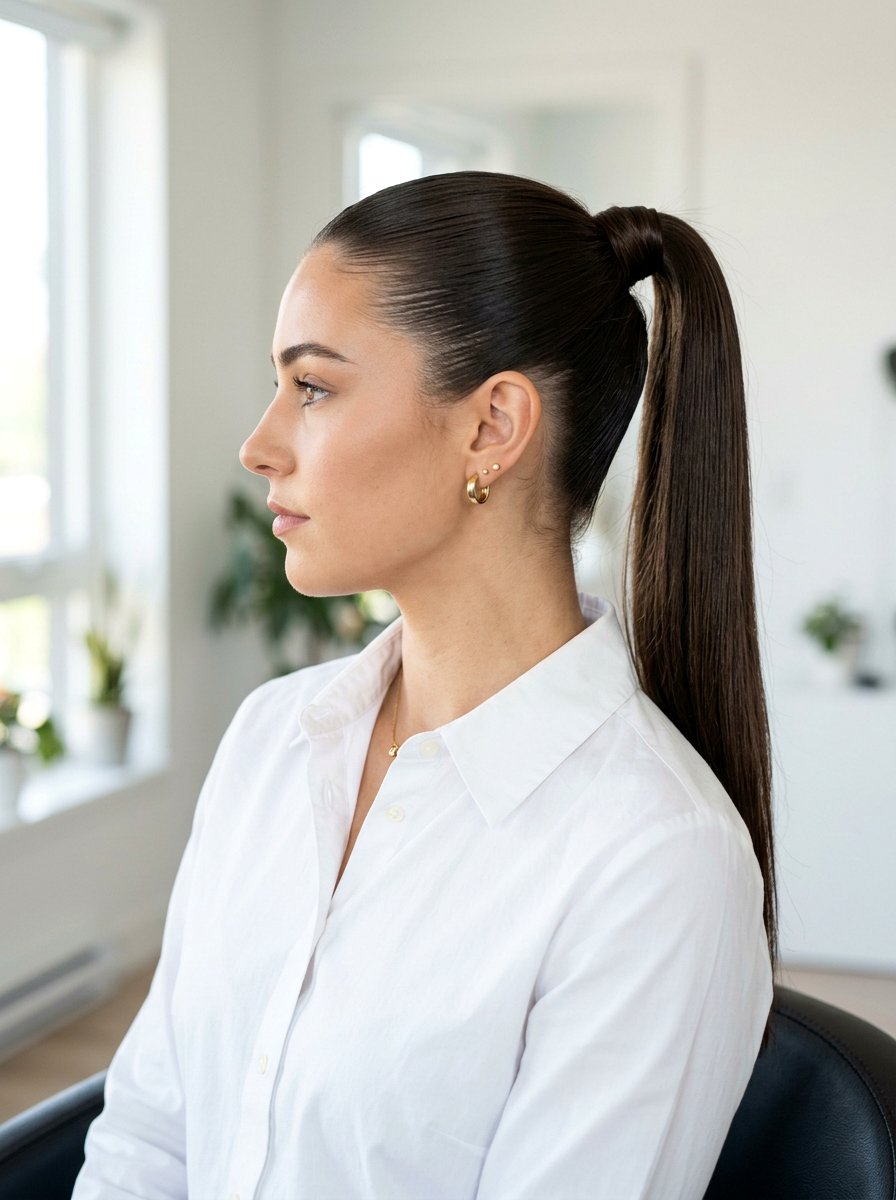 Sleek High Ponytail - 20 office hair ideas for women - 20 office hair ideas for women