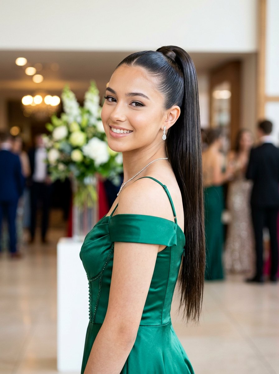 Sleek High Ponytail - 20 teen girls hairstyle ideas for prom - 20 teen girls hairstyle ideas for prom