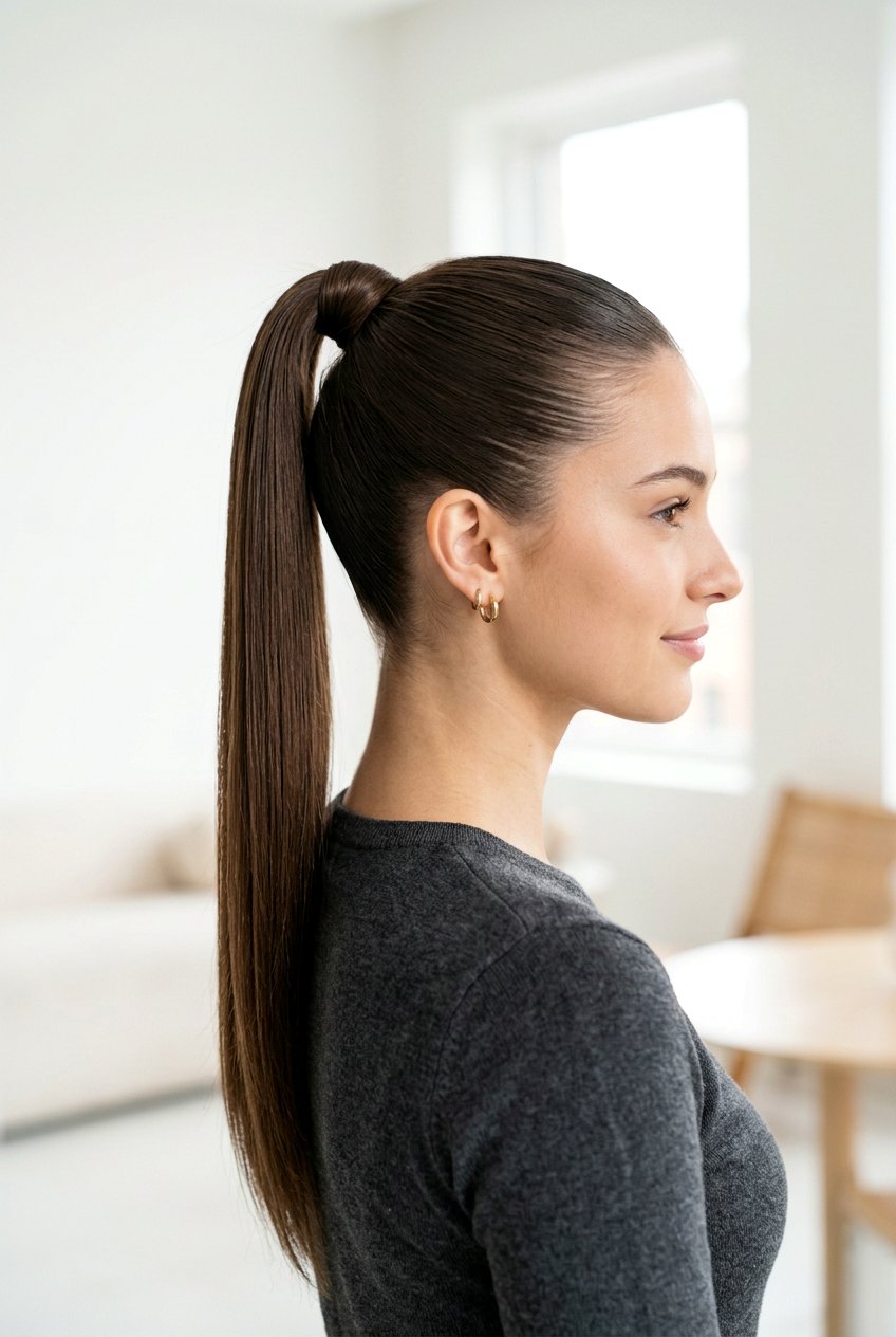 Sleek High Ponytail - 20 bridesmaid hairstyles - 20 bridesmaid hairstyles