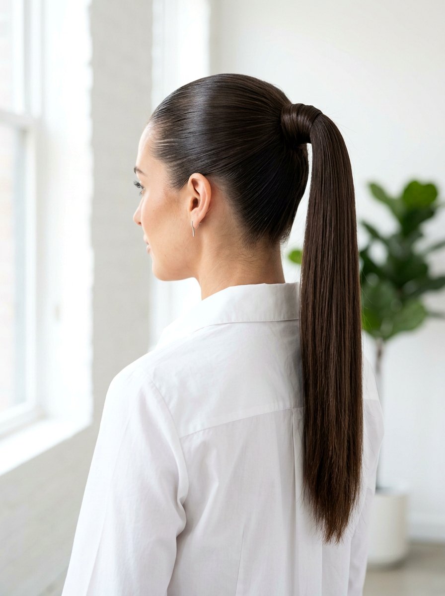 Sleek High Ponytail For Straight Hair - 20 quick hairstyle for college classes - 20 quick hairstyle for college classes
