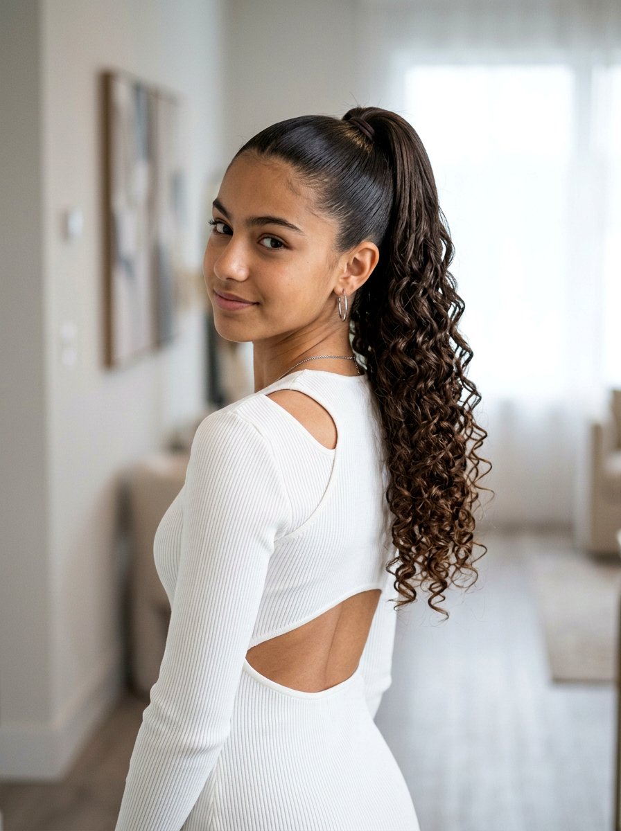 Sleek High Ponytail With Curly Ends - 20 teen girls homecoming curls ponytail - 20 teen girls homecoming curls ponytail