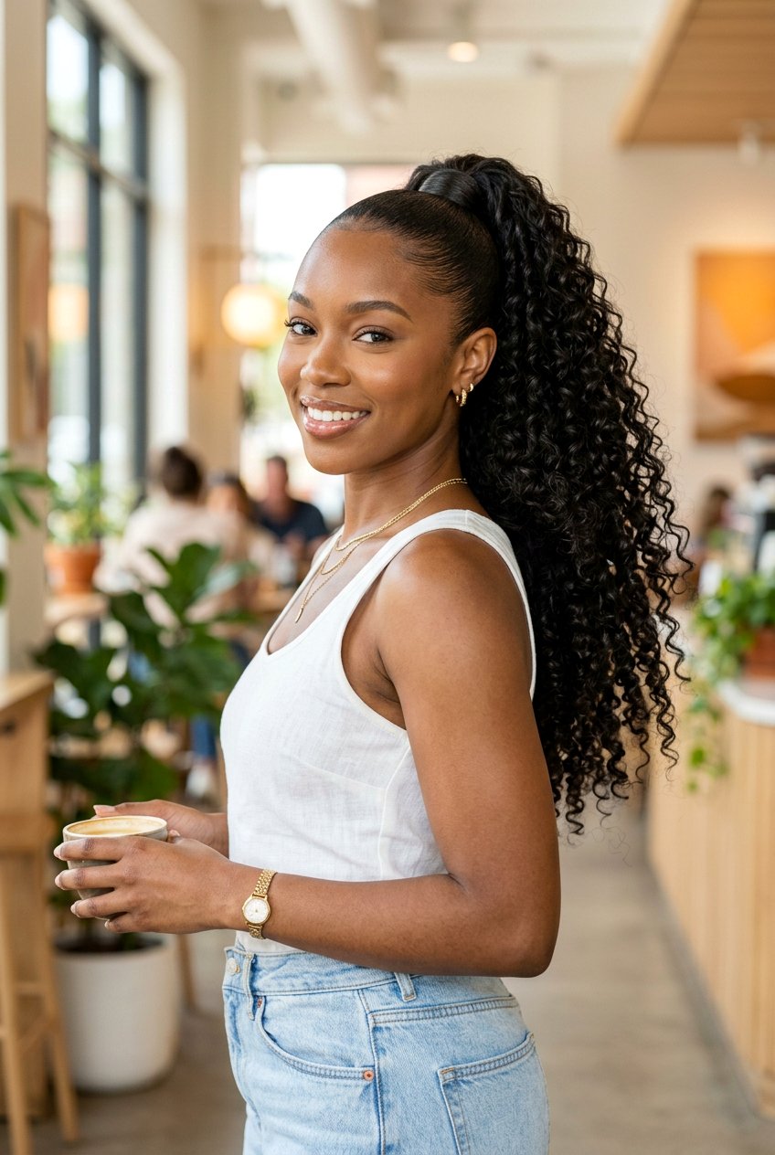 Sleek High Ponytail With Curly Extensions - 20 sleek high ponytail with extensions - 20 sleek high ponytail with extensions