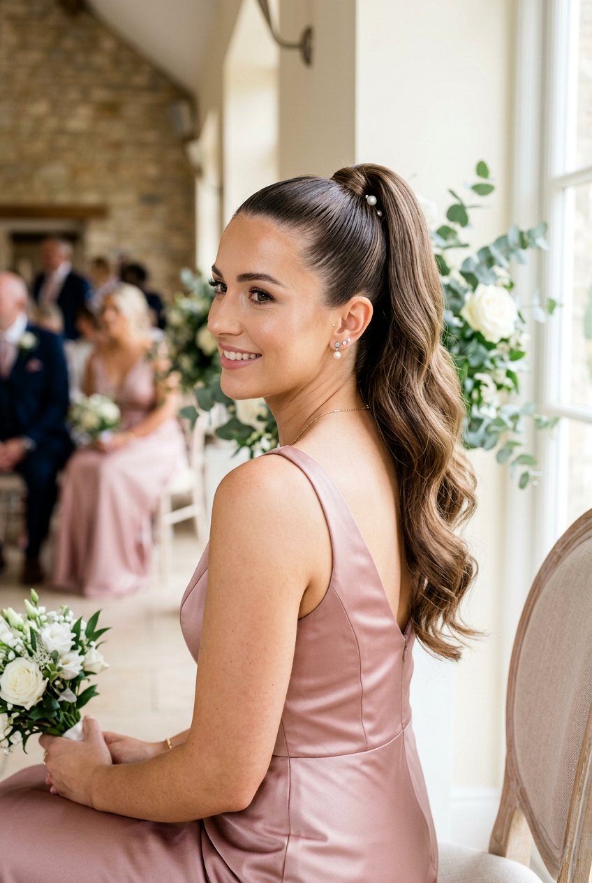 Sleek High Ponytail With Loose Waves - 20 bridesmaid ponytail with waves