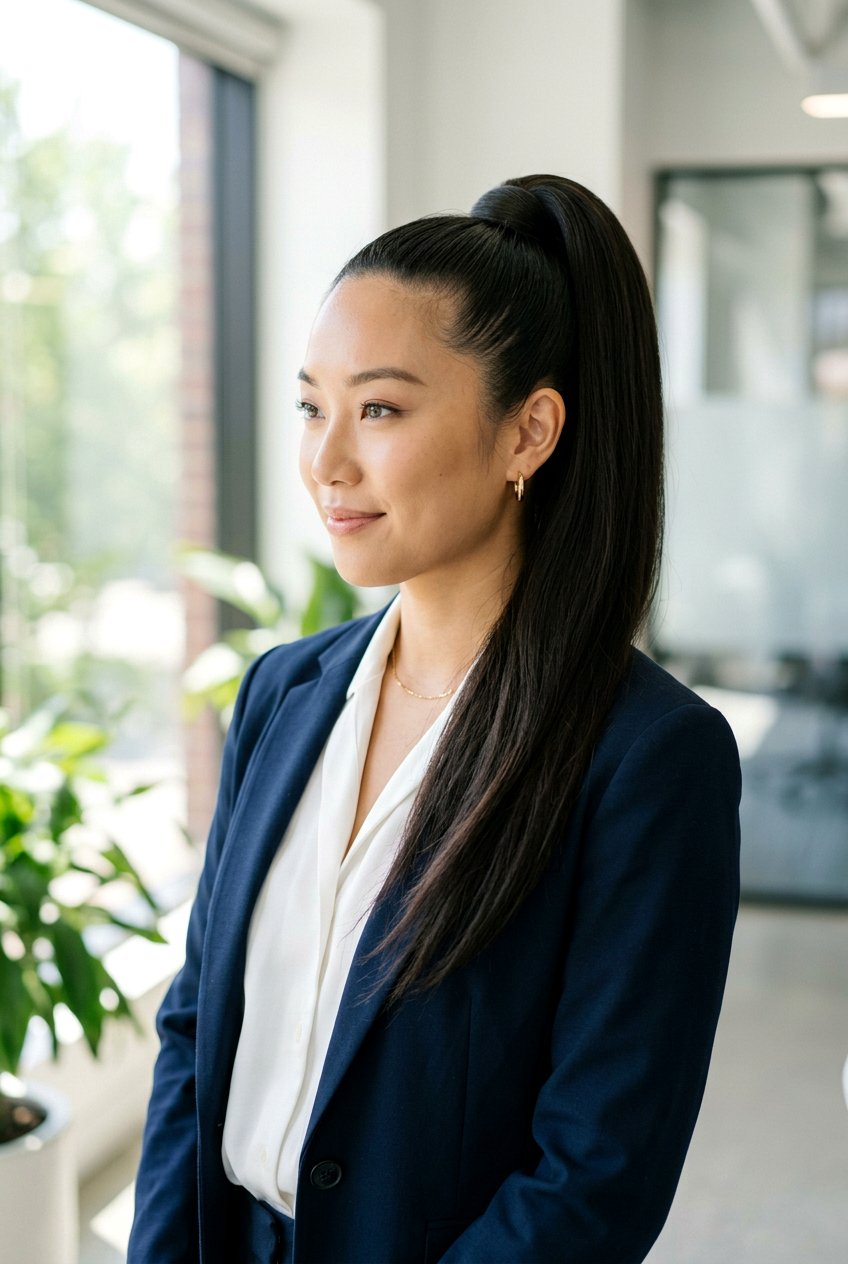 Sleek High Ponytail With Low Shine Finish Extensions - 20 sleek high ponytail with extensions - 20 sleek high ponytail with extensions