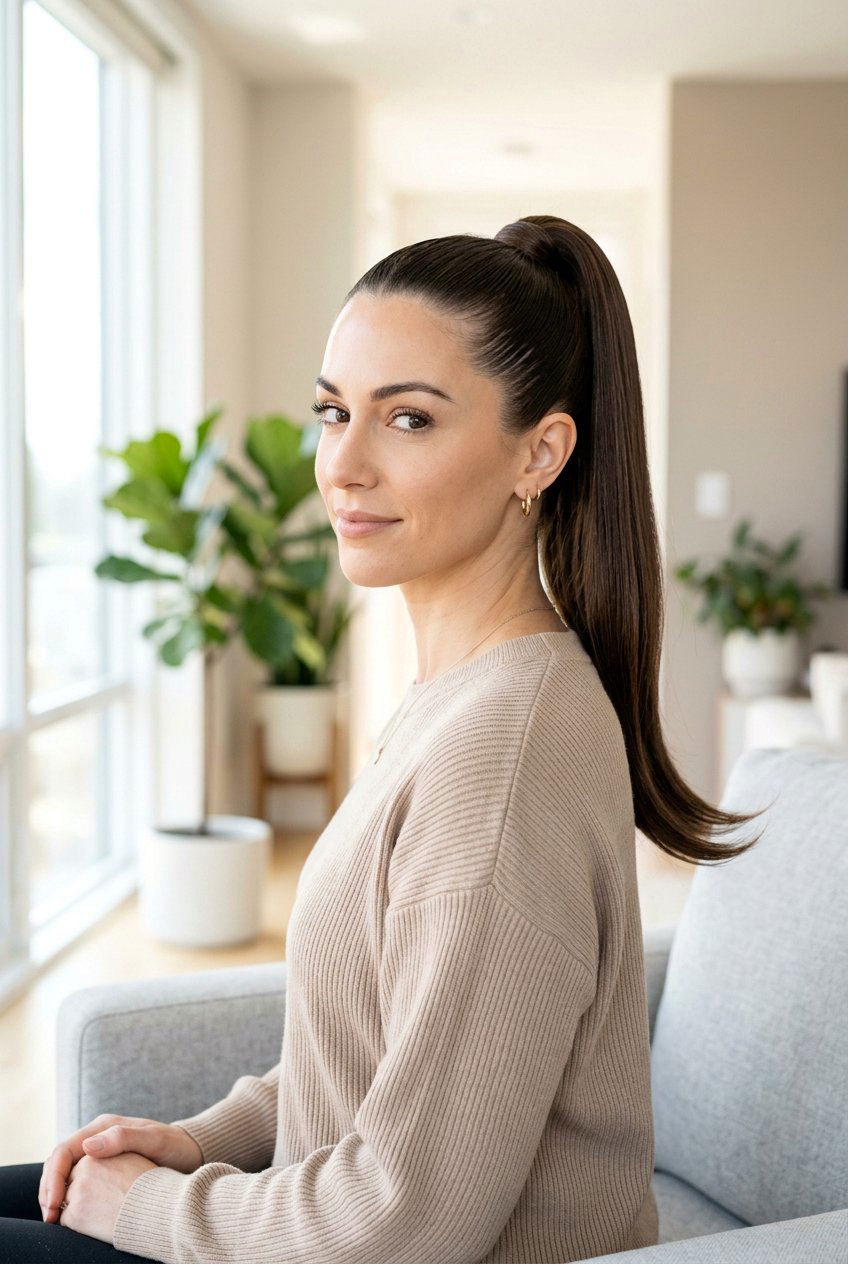 Sleek High Ponytail With Minimalist Extensions - 20 sleek high ponytail with extensions - 20 sleek high ponytail with extensions