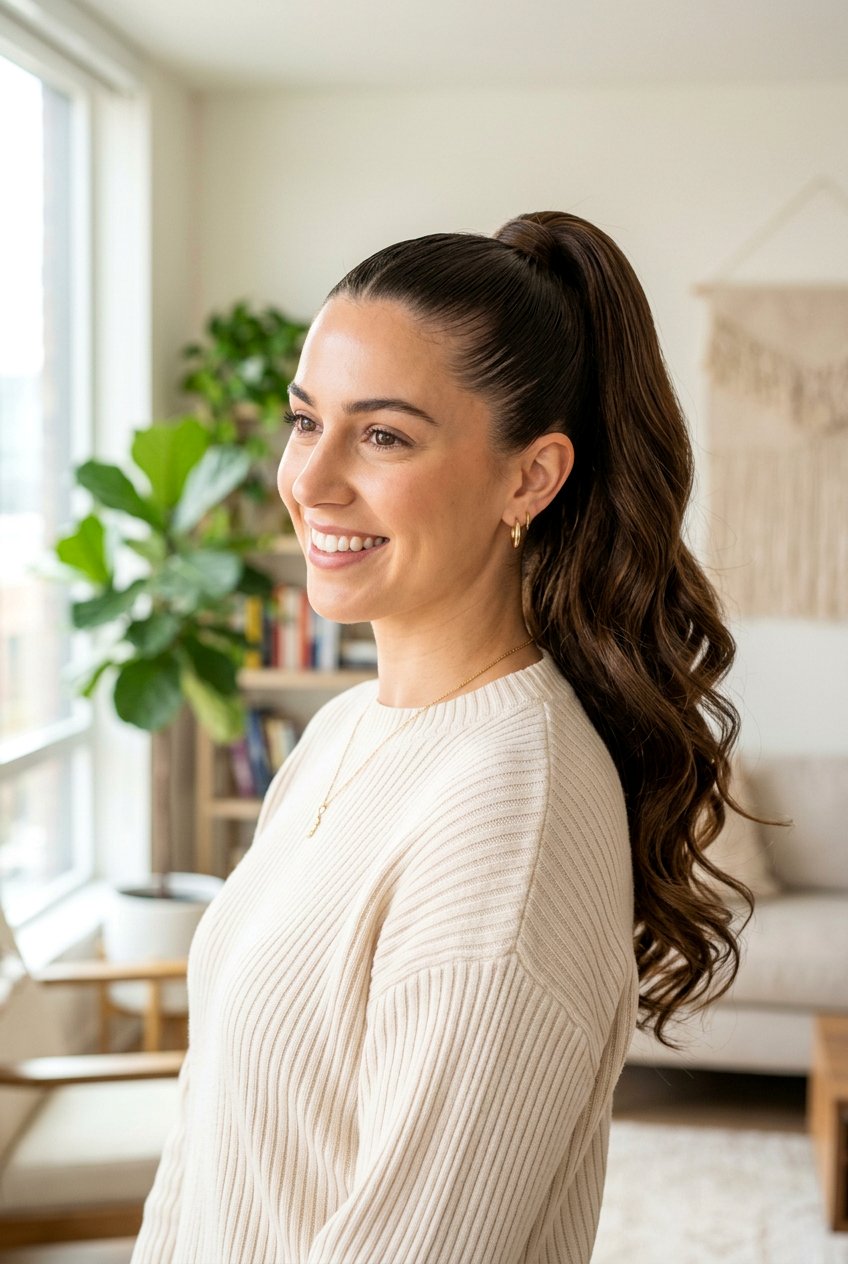 Sleek High Ponytail With Wavy Extensions - 20 sleek high ponytail with extensions - 20 sleek high ponytail with extensions