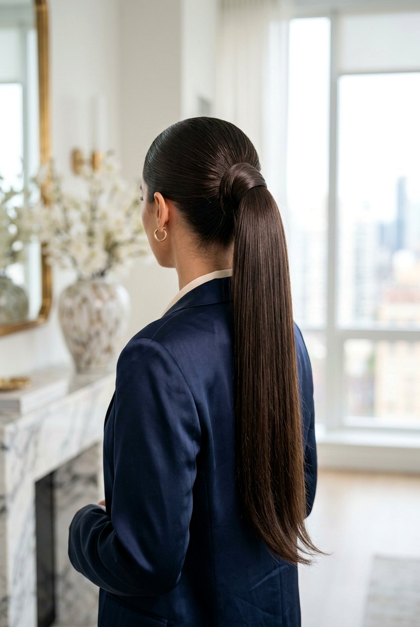 Sleek High Ponytail With Wrapped Base Extensions - 20 sleek high ponytail with extensions - 20 sleek high ponytail with extensions