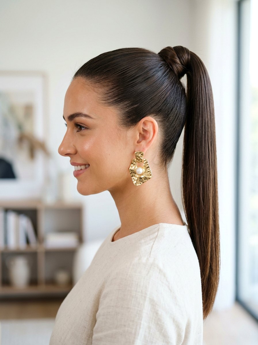 Sleek High Ponytail for Date Night - 20 date night hairstyle for medium hair - 20 date night hairstyle for medium hair