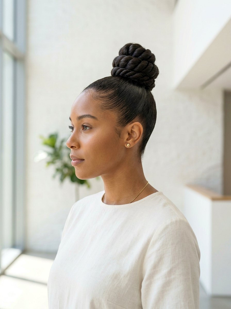Sleek High Topknot - 20 cute hairstyle for brunch with friends - 20 cute hairstyle for brunch with friends