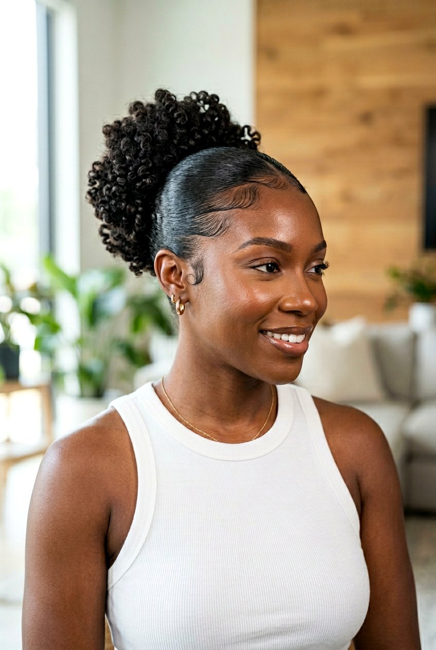 Sleek Knot Bun For Natural Curly Hair - 20 sleek knot bun hairstyle - 20 sleek knot bun hairstyle