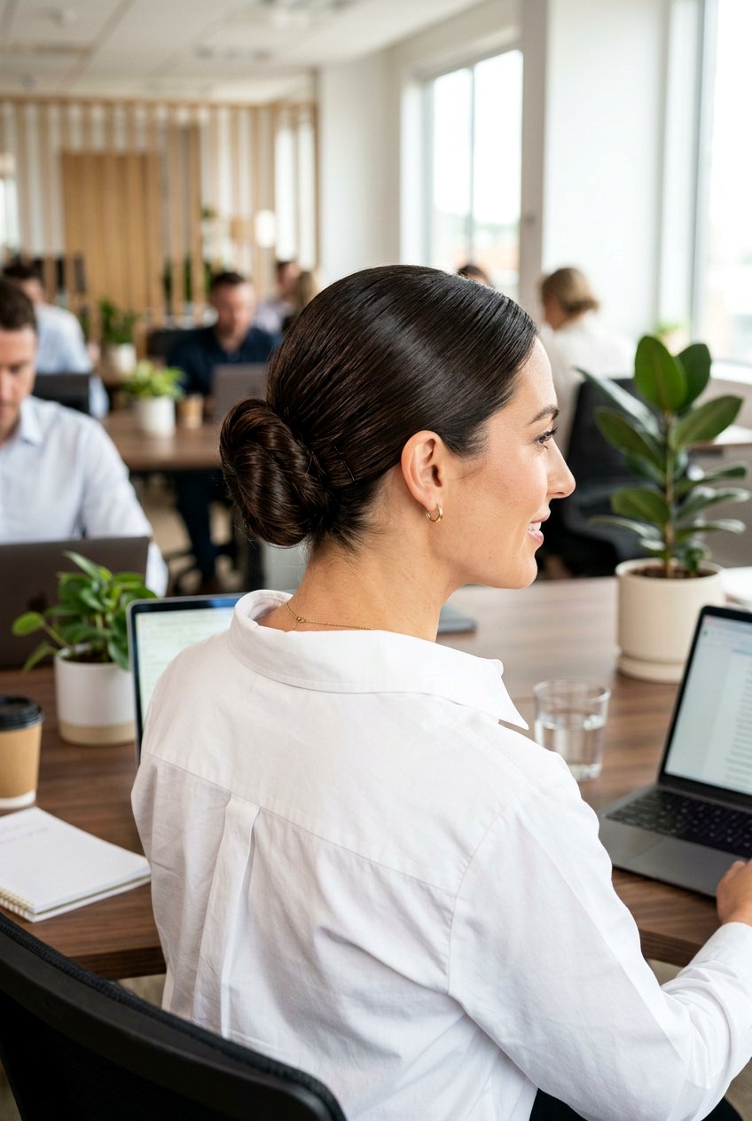 Sleek Knot Bun For Office - 20 sleek work bun hairstyles - 20 sleek work bun hairstyles