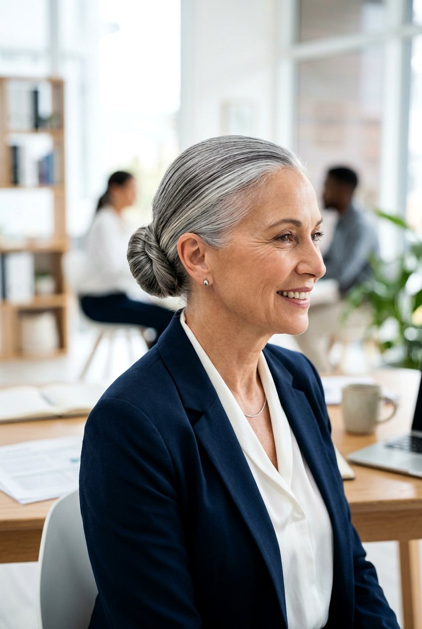 Sleek Knot Bun - 20 polished wedding bun for older women - 20 polished wedding bun for older women