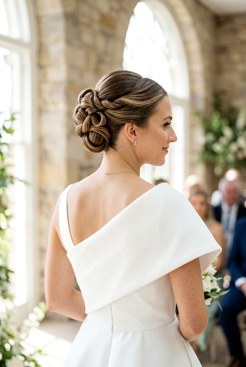 Sleek Knotted Bridal Updo - 20 bridal hairstyle for straight sleek look - 20 bridal hairstyle for straight sleek look