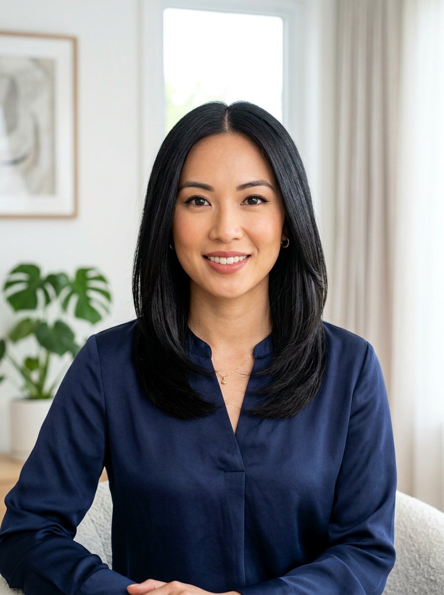 Sleek Layered Straight Shoulder Length Haircut for Oval Face - 20 layered straight shoulder length haircut - 20 layered straight shoulder length haircut