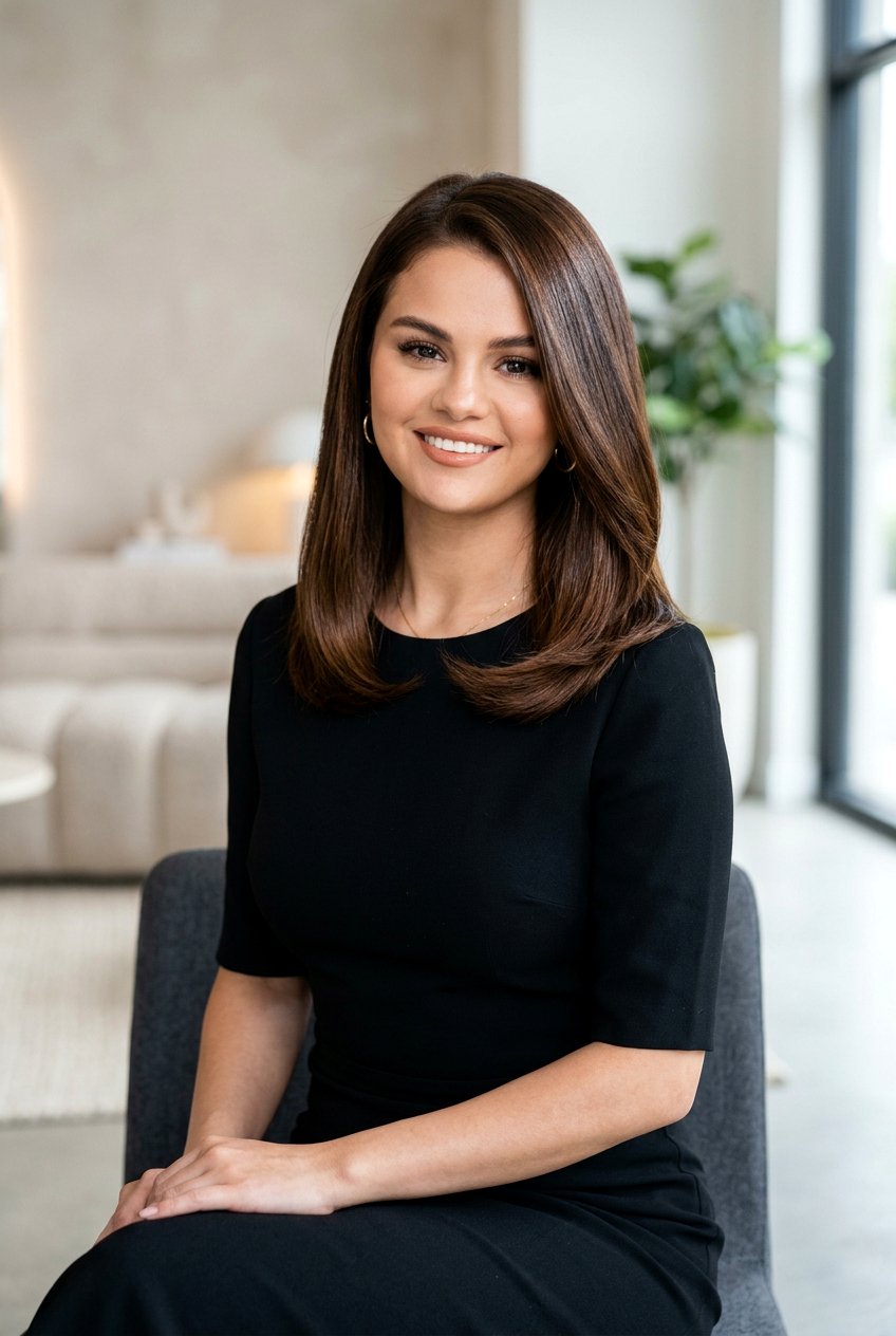 Sleek Lob Blowout Inspired By Selena Gomez - 20 celebrity inspired blowout - 20 celebrity inspired blowout