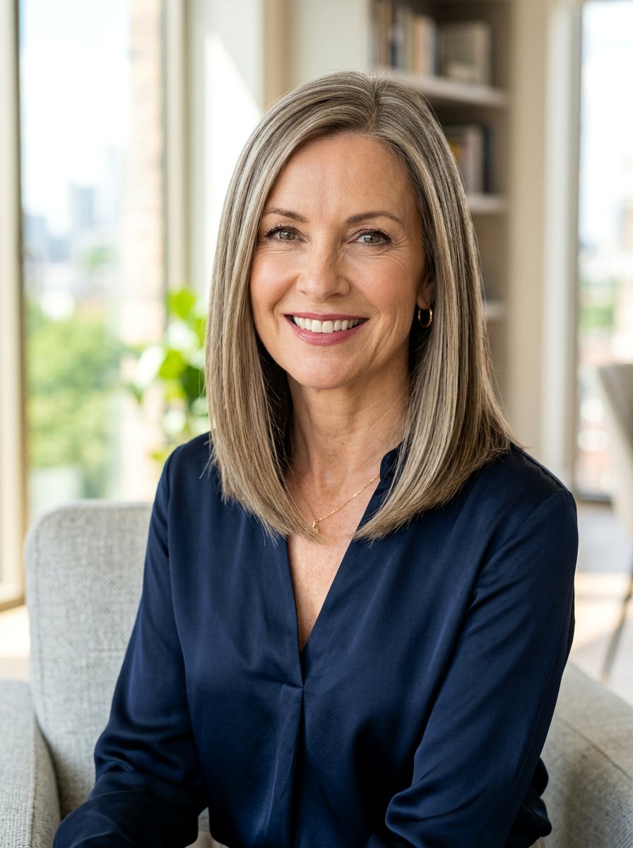 Sleek Lob Haircut - 20 straight haircut for women over 50 - 20 straight haircut for women over 50