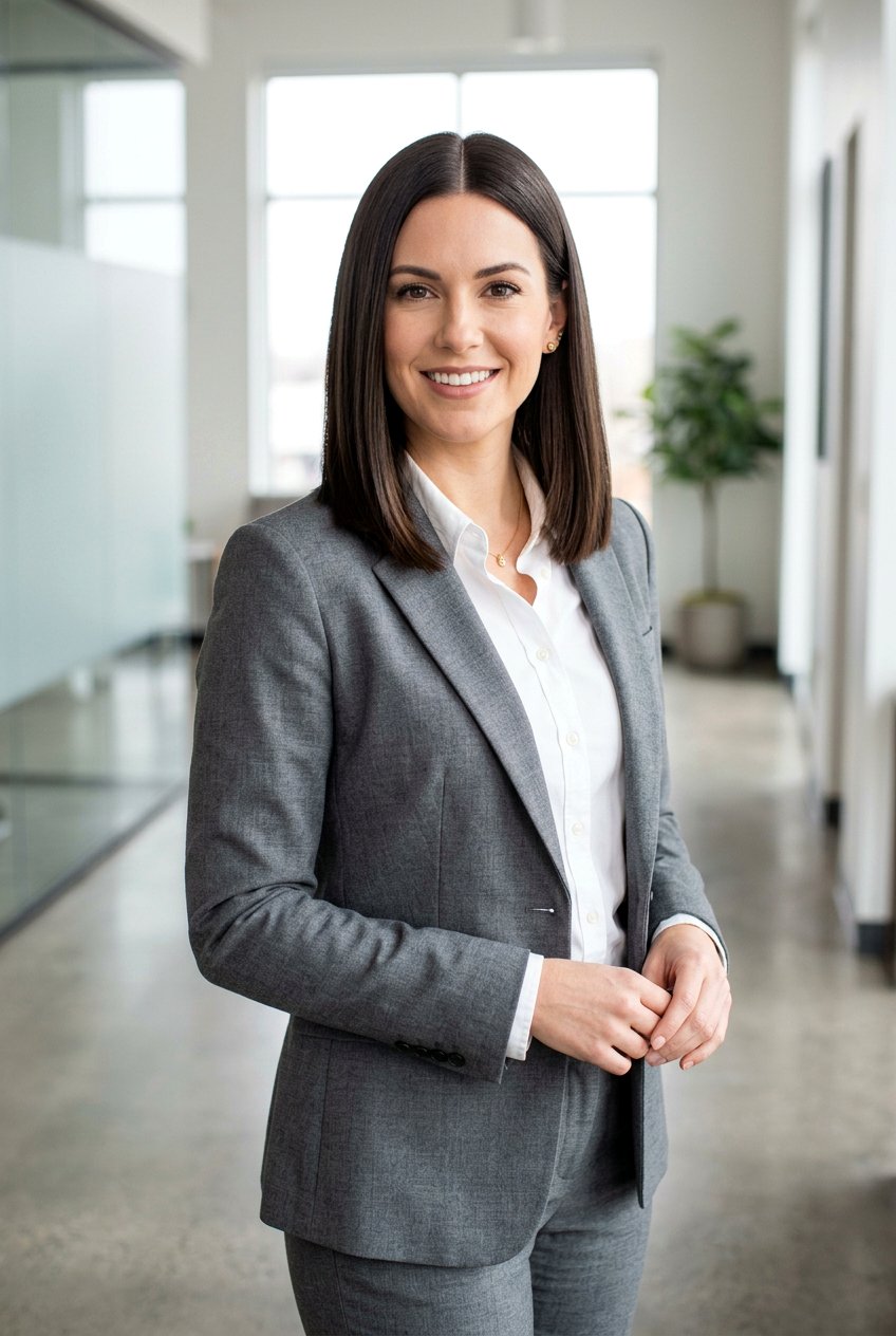 Sleek Lob - 20 simple hairstyle for interview with medium hair - 20 simple hairstyle for interview with medium hair