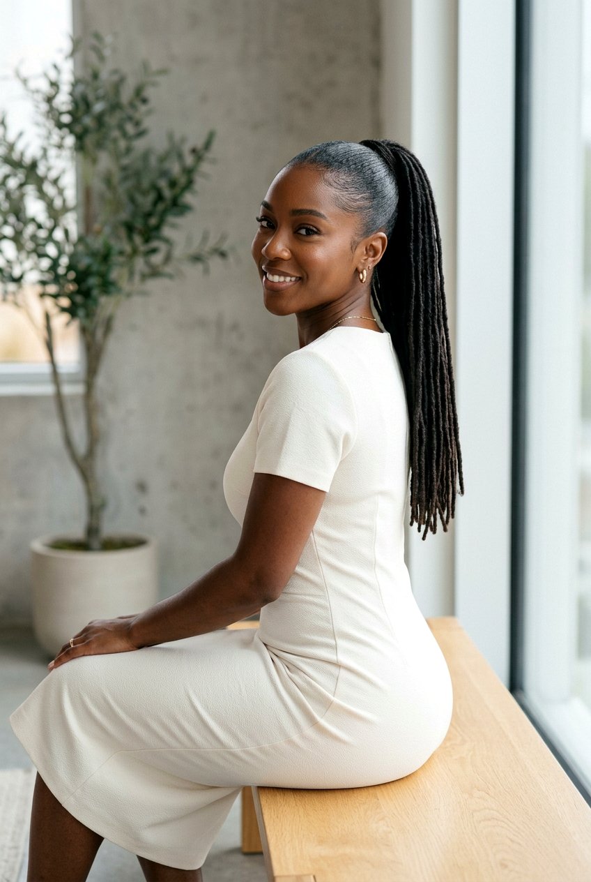 Sleek Loc Ponytail - 20 loc ponytail hairstyle - 20 loc ponytail hairstyle