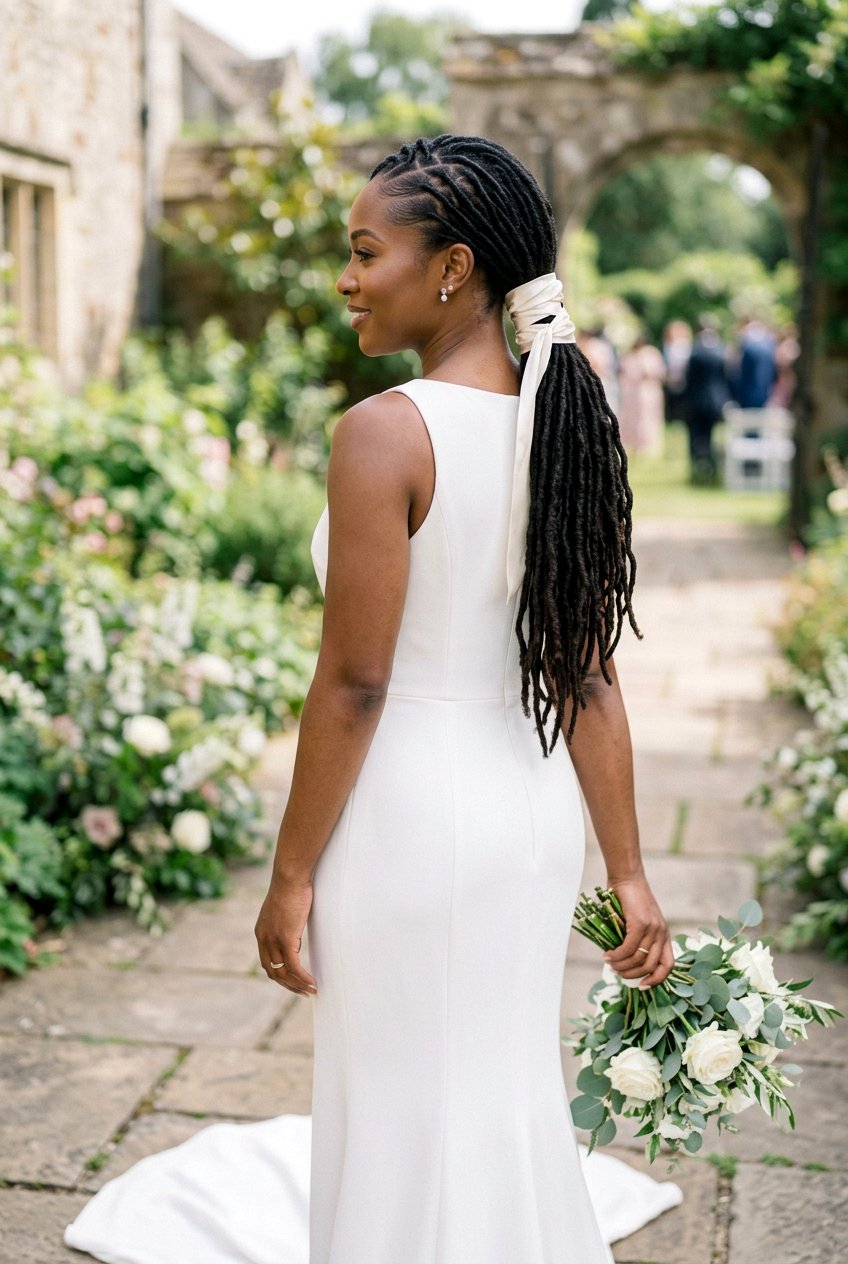 Sleek Low Bridal Loc Ponytail - 20 bridal loc ponytail hairstyle - 20 bridal loc ponytail hairstyle